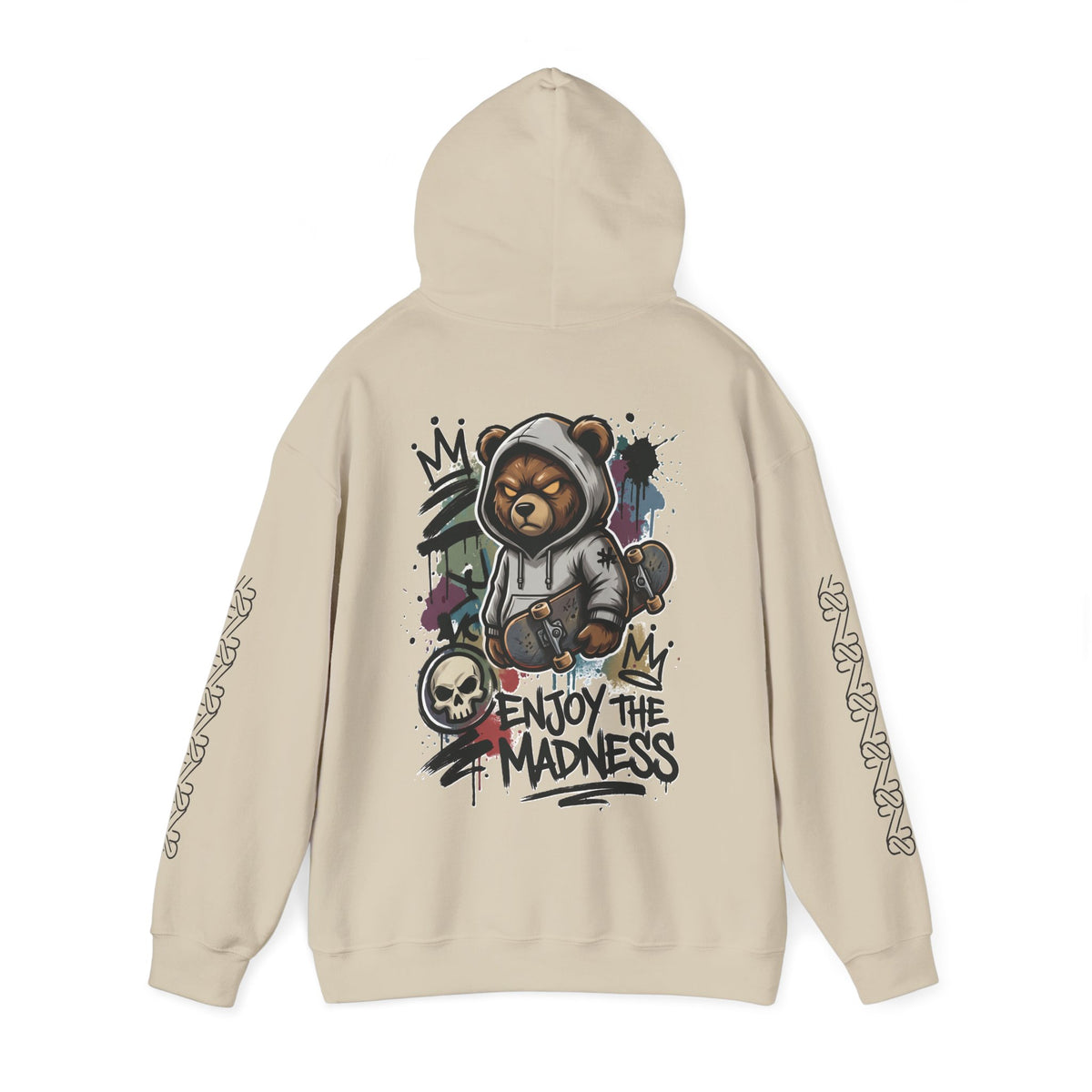 Zyata Minimalist Sleeve-Print Fleece Unisex Hoodie