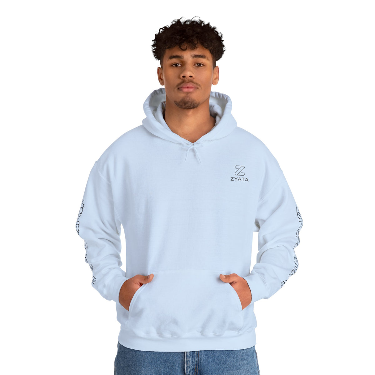 Zyata Minimalist Sleeve-Print Fleece Unisex Hoodie