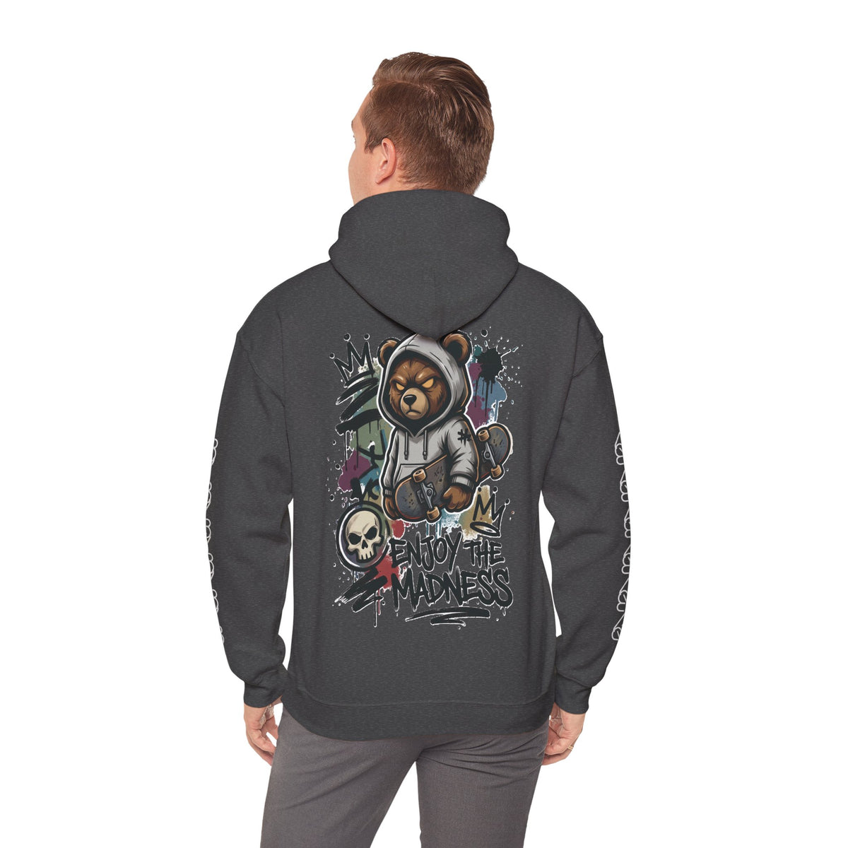 Zyata Minimalist Sleeve-Print Fleece Unisex Hoodie