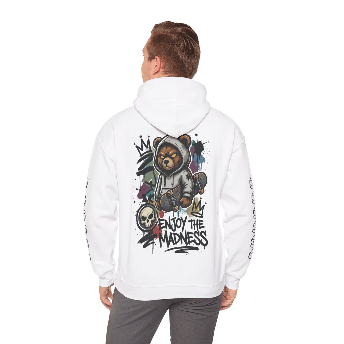 Zyata Minimalist Sleeve-Print Fleece Unisex Hoodie