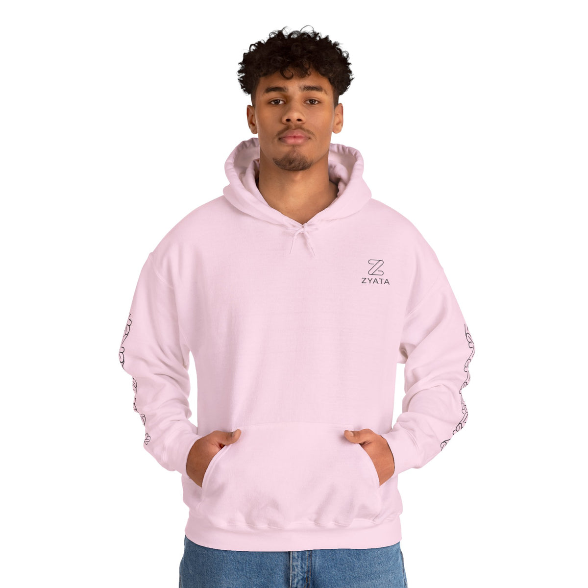 Zyata Minimalist Sleeve-Print Fleece Unisex Hoodie