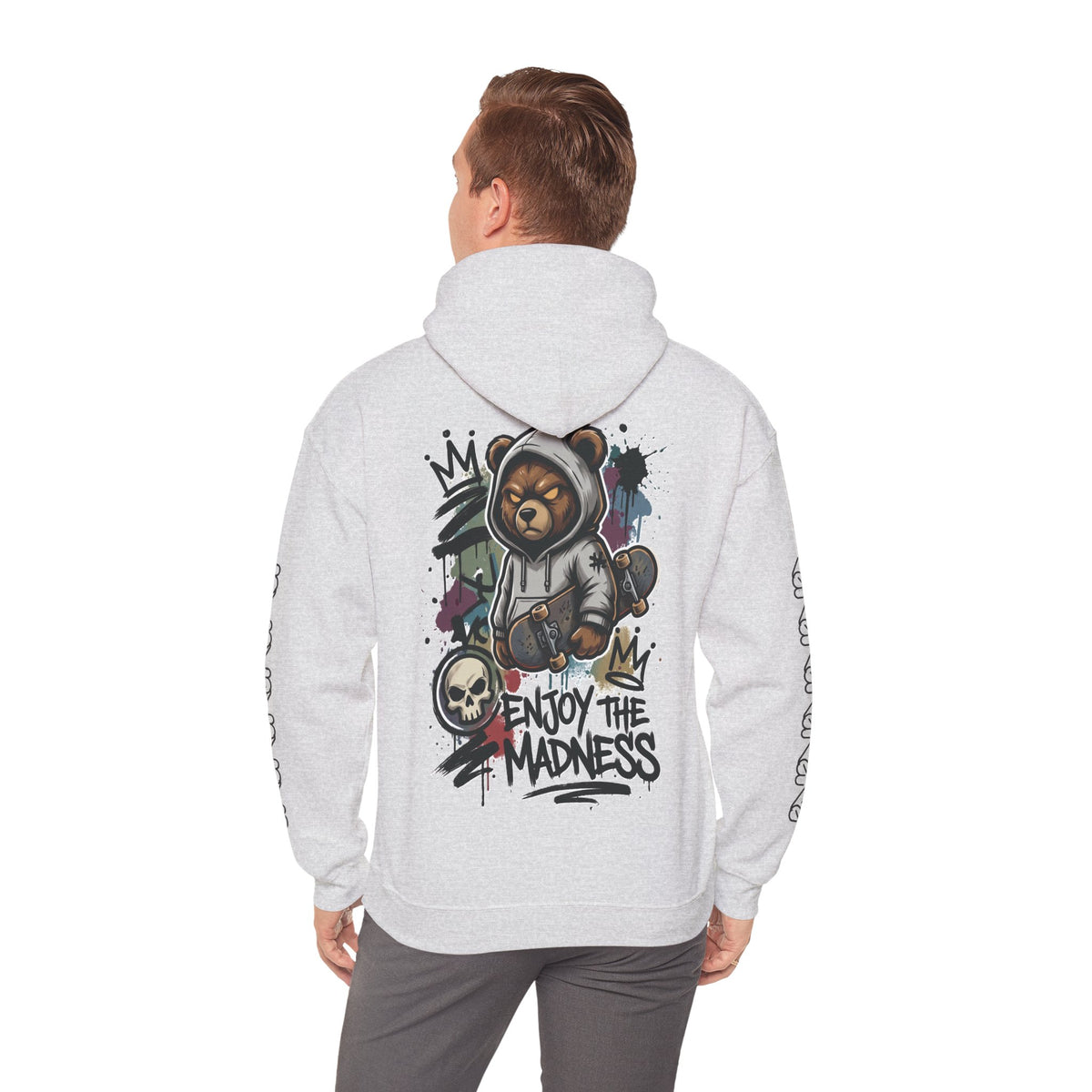 Zyata Minimalist Sleeve-Print Fleece Unisex Hoodie