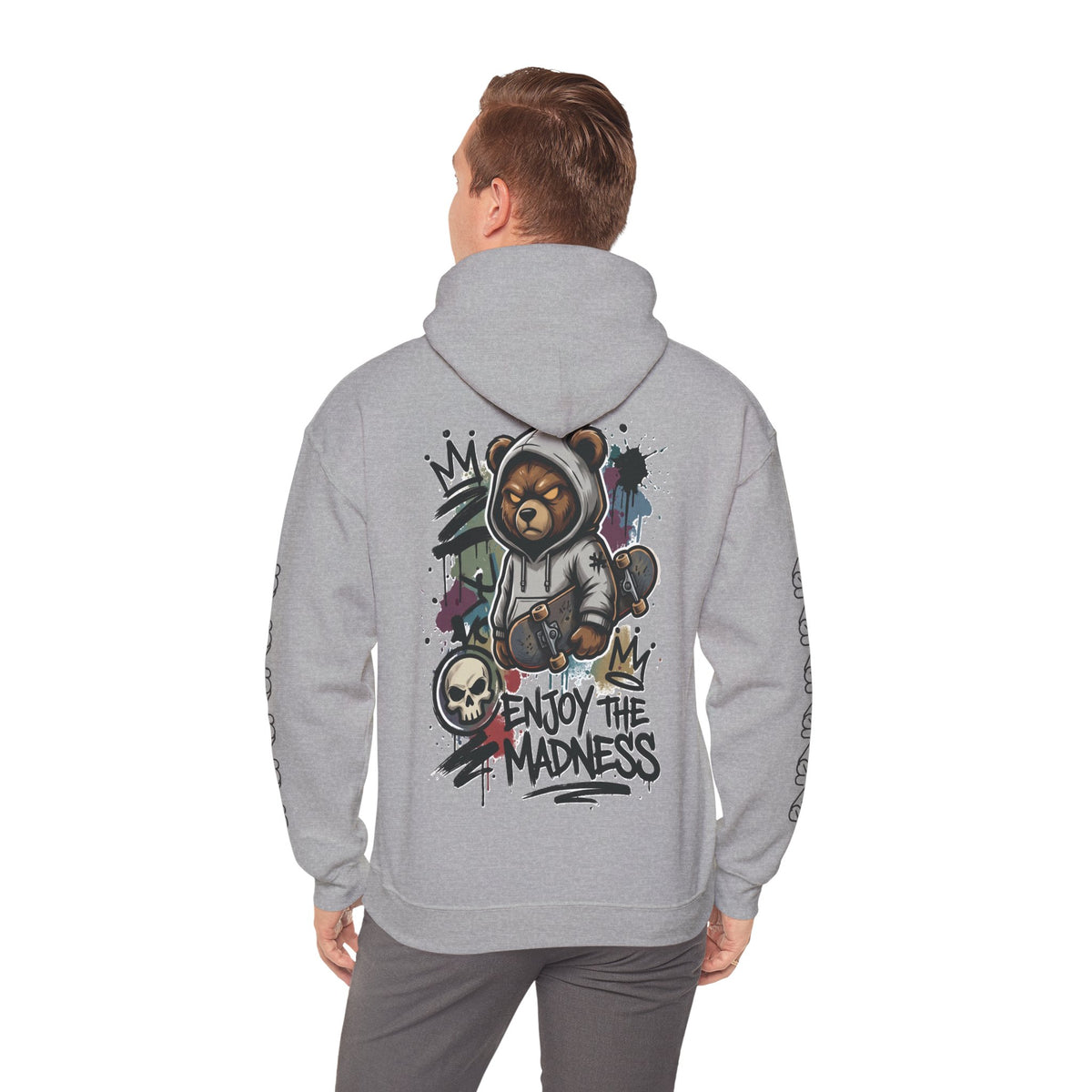 Zyata Minimalist Sleeve-Print Fleece Unisex Hoodie