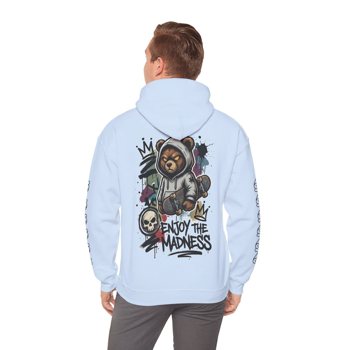 Zyata Minimalist Sleeve-Print Fleece Unisex Hoodie