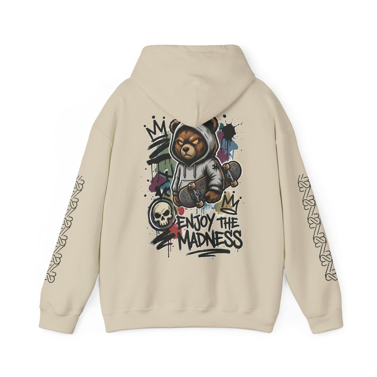 Zyata Minimalist Sleeve-Print Fleece Unisex Hoodie