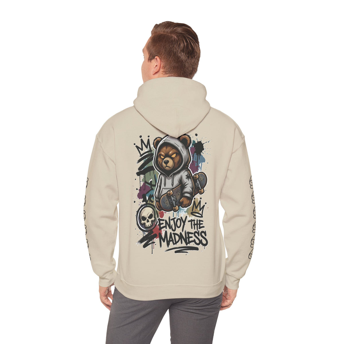 Zyata Minimalist Sleeve-Print Fleece Unisex Hoodie