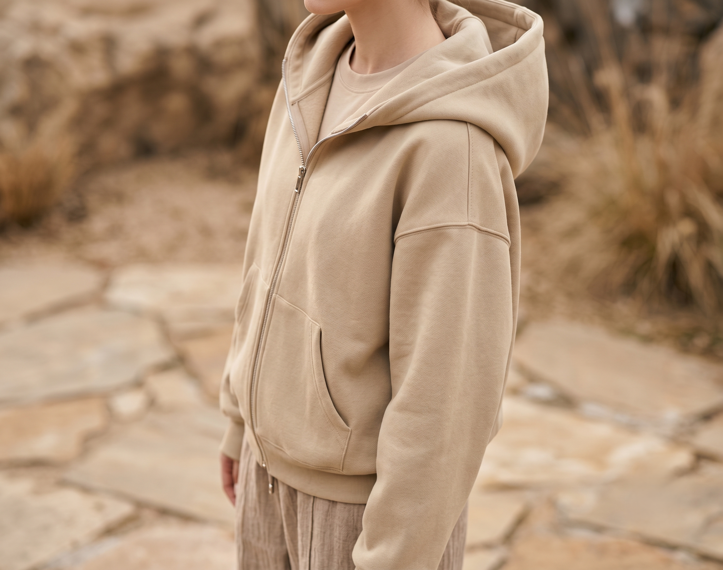 Oversized Fleece High-Neck Zip Jacket