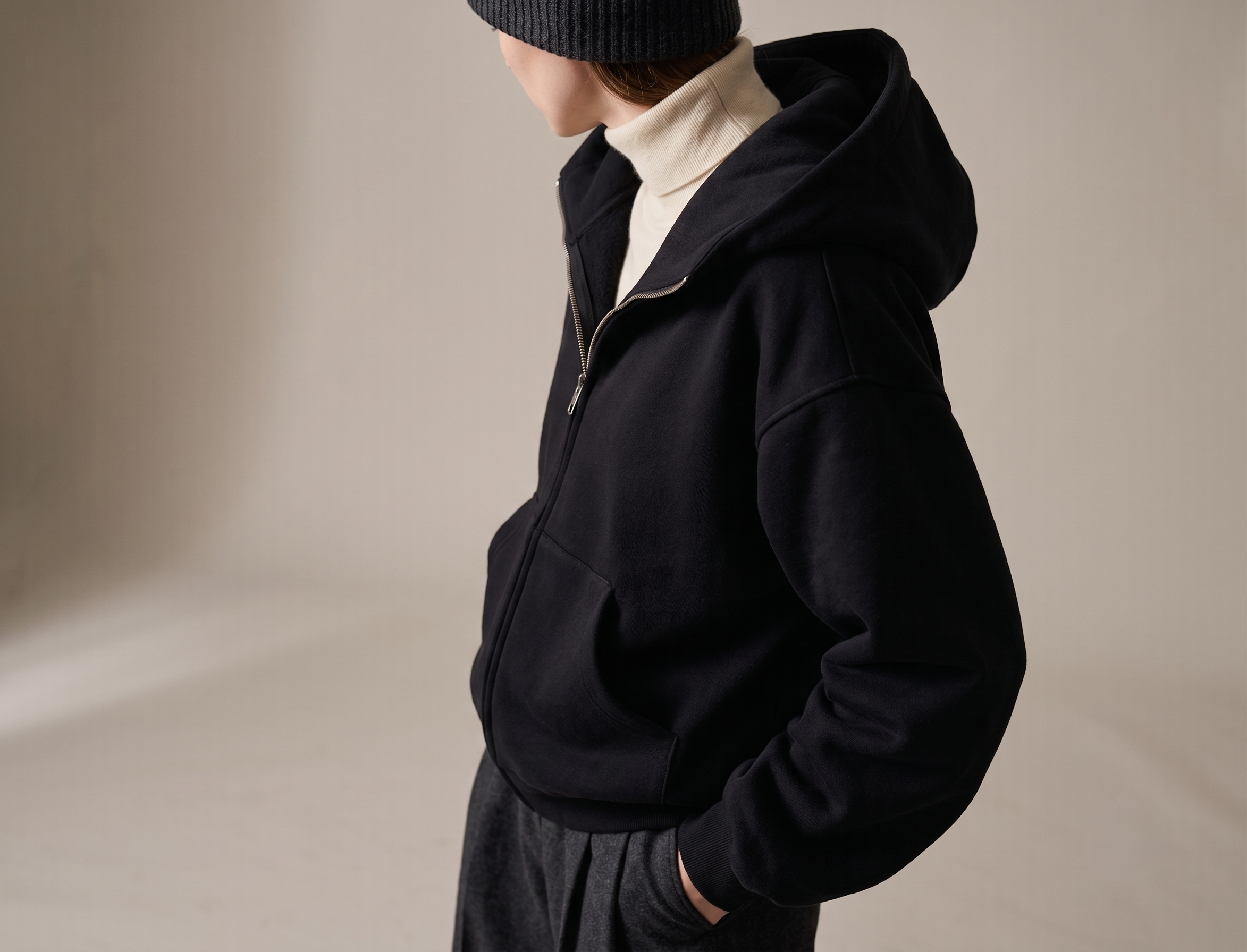 Oversized Fleece High-Neck Zip Jacket